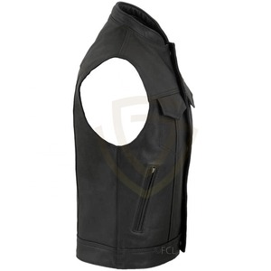Chaleco de Cuero Genuino de Color Personalizado para Hombre, Nuevo Chaleco de Cuero sin Mangas a la Moda para Motociclistas, Casual, de Invierno - Product Image 3