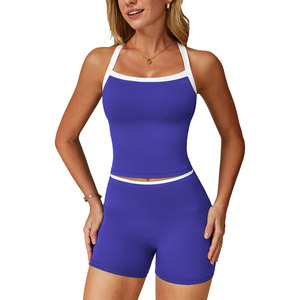 High Demanding Women's Yoga <b>Sets</b> Eco Friendly Customized Packaging Anti Bacterial Solid Color Pattern Quick Dry 2 Piece <b>Sets</b> - Product Image 1