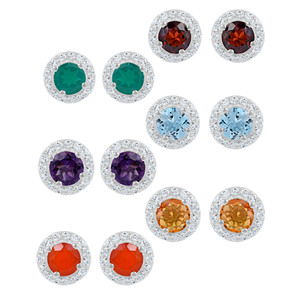 Wholesale High Quality S925 Sterling <b>Silver</b> Multi-Gemstones Round Fine <b>Stud</b> Earrings Wholesale Fine Jewelry In Reasonable Prices - Product Image 1