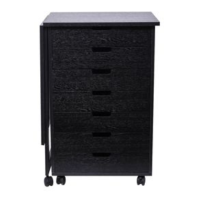 Armadietto Portadocumenti in Legno Nero a 7 Cassetti con Carrello a Ruote e Scrivania - Product Image 2