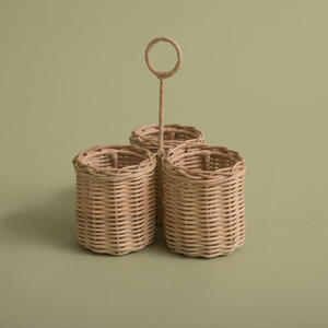 Cesta de mimbre artesanal para utensilios, soporte rústico de ratán para cubiertos de cocina, cesta de almacenamiento para cucharas, organizadores de exhibición para botellas de vino - Product Image 1
