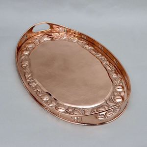 <b>Copper</b> Serving Tray Elegant <b>Copper</b> Handle Design For Your Dinner <b>Table</b> Serving & Storage Tray At Wholesale Price - Product Image 1