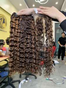 Vietnamien 100% vierge Remy cheveux Machine trame soyeuse vague droite trame unique Extensions de cheveux bouclés sans produit chimique adapté à tous - Product Image 3