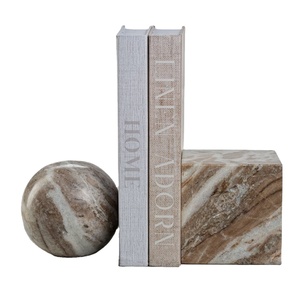 Juego de sujetalibros de mármol modernos, geométricos, de piedra, de lujo, resistentes, con diseño de esfera, arco y cubo. - Product Image 1