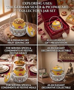 <b>Metal</b> Spice Jar With Floral Design Yellow Round <b>Container</b> With Handle And <b>Metal</b> Basket For Kitchen Storage - Product Image 5