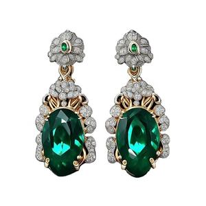 925 Sterling <b>Silver</b> Drop Earrings Fabulous Design Natural Green Fancy Shape Gemstone for Jewelry Making - Product Image 1