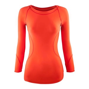 Haut de compression respirant de haute qualité pour femmes, personnalisé, pour le fitness et le sport, imprimé par transfert thermique, 100 % polyester, col en V, coupe courte - Product Image 5