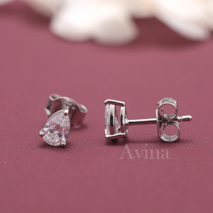 IGI Certified Lab Grown Diamond Pear Stud <b>Earrings</b> 9K White / Yellow & Rose Gold Pear Cut Solitaire Diamond <b>Earrings</b> - Product Image 2