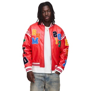 Chaqueta Varsity de Invierno para Hombre, de Lana y Piel de Oveja, Impermeable y Cortavientos, Personalizada con Letras Bordadas en la Parte Delantera, Talla Grande - Product Image 1