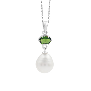 Nouveau Collier Pendentif Tendance en Argent Sterling 925 avec Diopside Chromé Naturel et Perle pour Femme, Vente en Gros de Bijoux - Product Image 1
