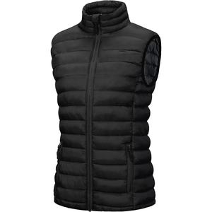 Chaleco Negro Acolchado Hecho a Medida, Material de Poliéster, Cierre Frontal Completo, Diseño de Cuello Alto - Product Image 1