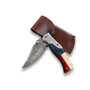 Premium Multi-functional Damascus Steel Straight <b>Drop</b> Point Folding Knife Custom Handmade Pocket Camping Industrial Grade Pasha - Product Image 1