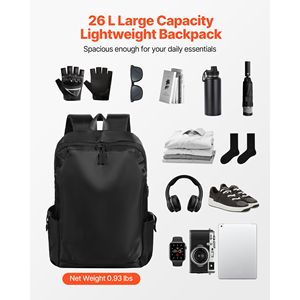 Sac à dos de randonnée de 26 L, léger, résistant à l'eau, avec port de charge USB, poche antivol - Product Image 2