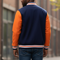 Nouvelle arrivée 2026 – Blouson universitaire en toile 100 % laine pour homme, avec logo frontal imprimé DTF personnalisé, épais, bicolore, pour l'hiver