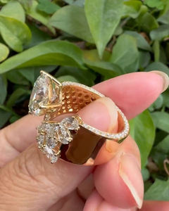 Anillo Abierto de Plata de Ley 925 con Circonita Cúbica en Forma de Pera, Anillo de Boda, Aniversario, Compromiso, para Mujer - Product Image 2