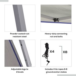 Gazebo Pieghevole Blu 12x12 con Borsa per il Trasporto, Altezza Regolabile e Pareti Laterali in Rete per Feste in Giardino - Product Image 6