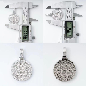 Iced Out Moissanite Diamond <b>Initial</b> Pendant 925 <b>Silver</b> Round Letter Hip Hop <b>Necklace</b> - Product Image 4