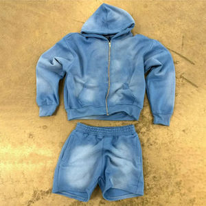 Nouvelle Collection 2025 : Ensemble de Survêtement Court en Coton 2 Pièces pour Homme avec Logo Personnalisé et Impression Gonflée – Idéal pour le Sport et les Loisirs - Product Image 1