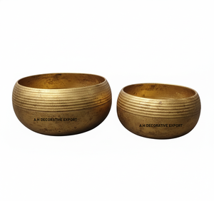 Jardinière en aluminium au design moderne |   Pots de luxe rustiques dorés à nervures pour la décoration intérieure du salon ou du bureau |   Finition vintage - Product Image 3