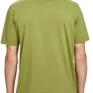 Chenille embroidered T-shirt green soft stretch cotton jersey round neck Towelled shirt T-shirt men - Product Image 5