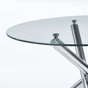 Tavolo da Pranzo Moderno 110X110X75CM Cromato con Gambe in Metallo e Piano in Vetro, Tavolo Salvaspazio per Cucina e Soggiorno - Product Image 6