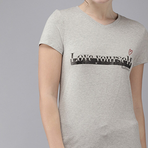 2026 Comfortable Digital Print Custom Ladies' V-neck Short Sleeve Knitted Tee Shirt Bangladesh Summer Wear ladies t-shirt - Product Image 3