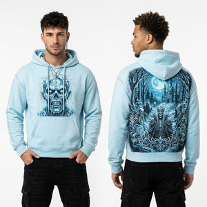 Sweat-shirt court à ourlet brut personnalisé pour homme, beige kaki, avec motif graphique Carte du trésor Explorateur Mort-vivant, style streetwear, pour revendeurs - Product Image 3