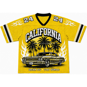 Custom <b>Men's</b> Shirt Streetwear Y2K Oversized Mesh T-shirt Football Jersey Style with Printed Design & V Neck - Product Image 4