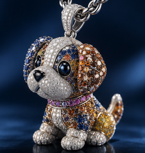 Cute <b>Dog</b> Pendant <b>Necklace</b> Colorful Rhinestone Puppy Charm Link <b>Chain</b> Animal Jewelry Gift - Product Image 4