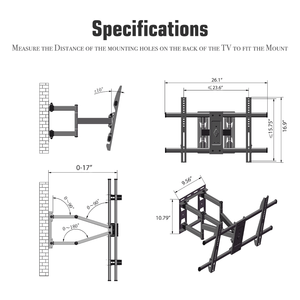 Support mural inclinable pour téléviseur plat TMDS 106 40 75 pouces en acier, niveau à bulle LED/LCD pour meubles de maison, certifié GS pour utilisation dans le salon - Product Image 6