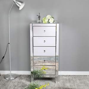 FCH Silver Five-Drawer <b>Chest</b> of Drawers Big Mirror Can Be Used for Bedside Table <b>Storage</b> Drawers - Product Image 1