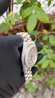 Jam Tangan Moissanite Berlian Otomatis Mewah Berkualitas Tinggi Potongan Brilian Gaya Hip Hop dengan Tali Baja Tahan Karat 20mm
