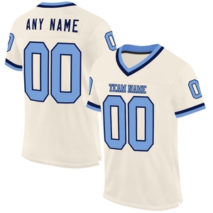 Vente en gros directe OMMIZ INDUSTRY Maillot de football authentique rétro personnalisé en maille bleu crème marine - Product Image 1