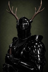 Traje de Armadura de Caballero Antler Barbuta |   Casco de Acero de Cruzado del Siglo XV, Disfraz de Reenactación Farjana - Product Image 3
