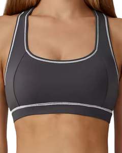 Custom <b>Women</b> Dark Grey White Contrast Sports Bra And High Waist <b>Leggings</b> Set Stretch Yoga Fitness Gym Wear Custom OEM Wholesale - Product Image 3