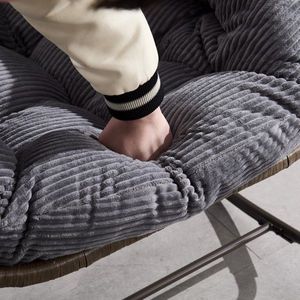 Outdoor Grey Rattan Rocking Recliner Chair with <b>Padded</b> <b>Cushion</b> for Front Porch Living Room Patio Garden - Product Image 4