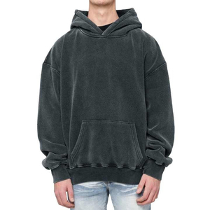 High Quality Unisex Drop Shoulder Boxy <b>Hoodie</b> Custom Oversized Heavyweight No <b>String</b> French Terry Men's <b>Hoodie</b> - Product Image 1