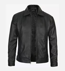 Wholesale 2026 Ready Stock Men Fashion Leather Jacket Stand Collar Front Logo Stylish Biker <b>Coat</b> Bulk Best Price - Product Image 4