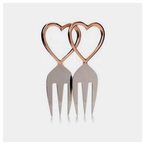 Juego de tenedor de fruta de acero inoxidable estilo real al mejor precio con mango en forma de corazón hecho a mano nuevo diseño único - Product Image 1