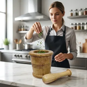 Best quality Wooden Mortar And Pestle Set Manual <b>Herb</b> <b>Grinder</b> Durable Mortar and Pestle Kitchen Used At Best Price - Product Image 2