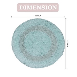 Round Cotton <b>Bath</b> <b>Mat</b> in Mint Green with Non-Slip Rubber Backing for Modern Home Use - Product Image 3