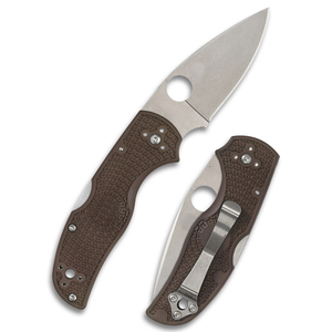 Couteaux pliants avec lame en acier inoxydable à pointe tombante, manche texturé brun diamant, clip de poche en métal, design compact et pliable - Product Image 2
