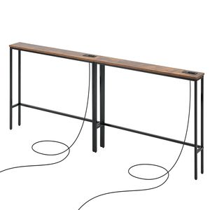Set di 2 Tavoli Consolle Stretti con Struttura in Metallo, Tavolo Lungo a 1 Ripiano per Ingresso e Dietro il Divano con Prese di Corrente, Design 'Fr' - Product Image 1