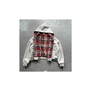 เสื้อฮู้ดโอเวอร์ไซส์แบบยูนิเซ็กซ์  ผ้าฟลีซบุลายสก็อต  แขนยาว  สีเทาแดงลายตาราง  เหมาะสำหรับใส่ลำลองในฤดูหนาว - Product Image 3