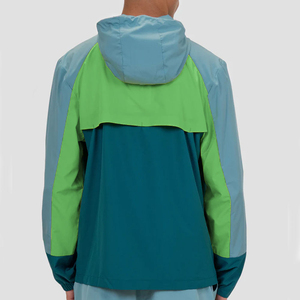 Men's Color Blocking Windproof Hooded Rain <b>Jacket</b> With Zipper Closure Sporty Style Autumn Wear Regular Fit Polyester Material - Product Image 4