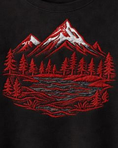 Camiseta Corta de Algodón para Mujer, con Bordado de Paisaje Montañoso, Estilo Casual, Holgada, con Diseño Gráfico, Venta al Por Mayor - Product Image 3