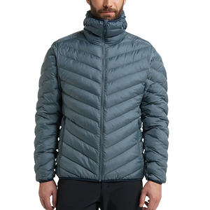 Chaqueta Acolchada Azul para Hombre con Cuello Alto, Cierre de Cremallera, Resistente al Viento, Informal, de Invierno, Rellena de Plumón, Corte Ajustado, Largo Regular - Product Image 1