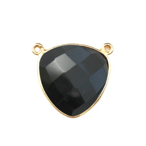 Colgante de Plata 925 Bañado en Oro con Ónix Negro en Forma de Trillón para Creación de Joyas DIY - Product Image 1