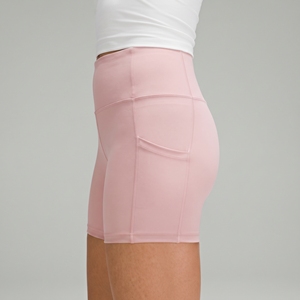 Shorts Deportivos de Yoga para Mujer al por Mayor, Cintura Alta, para Entrenamiento, Fitness, Color Rosa, con Bolsillos - Product Image 2