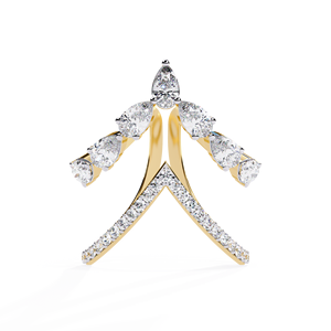 Bague de fiançailles de luxe en or jaune pour femme avec diamant taille poire et pierres naturelles certifiées - Product Image 1